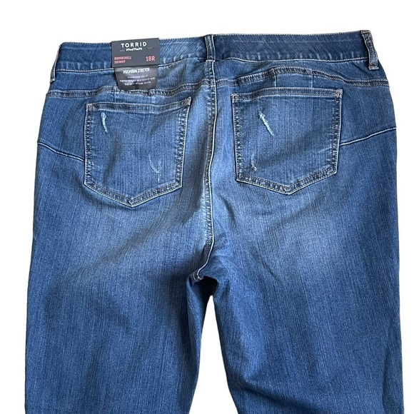 Torrid Womens Bombshell Skinny Premium Stretch High Rise Destructed Jean Size 18 - Picture 7 of 12